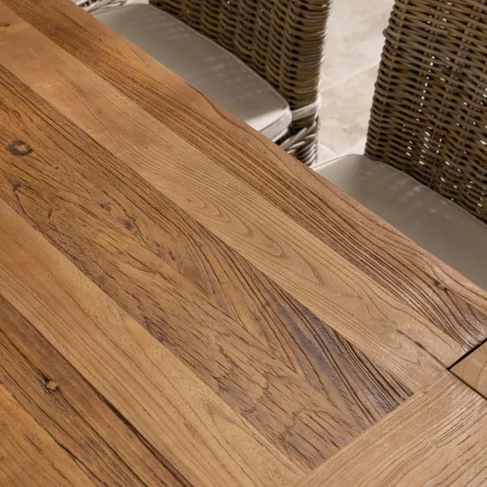 2m Reclaimed Elm Chunky Style Dining Table with 8 Latifa Chairs - 5