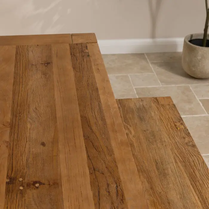 2m Reclaimed Elm Chunky Style Dining Table with 2 Backless Benches - 6