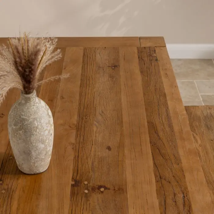 2m Reclaimed Elm Chunky Style Dining Table with 2 Backless Benches - 5