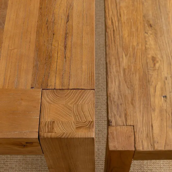 2m Reclaimed Elm Chunky Style Dining Table with 2 Backless Benches - 8