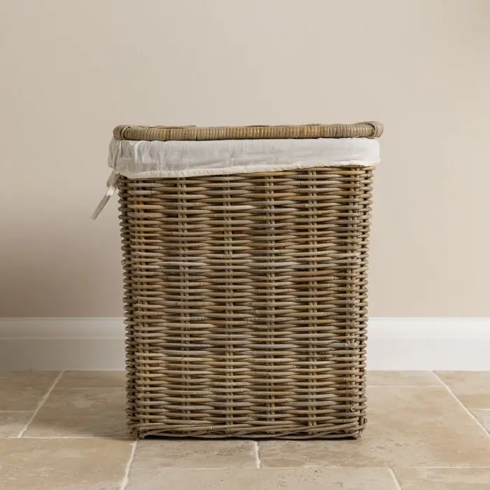 Small Natural Wicker Laundry Basket - 1