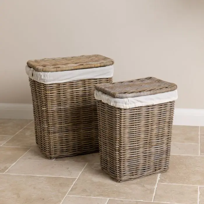 Small Natural Wicker Laundry Basket - 2