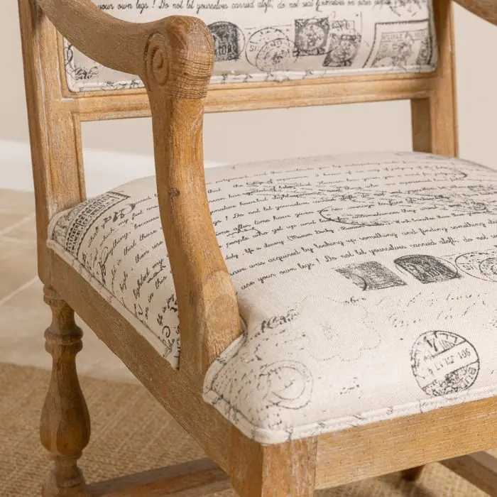 American Oak Parisian Print Armchair - 1