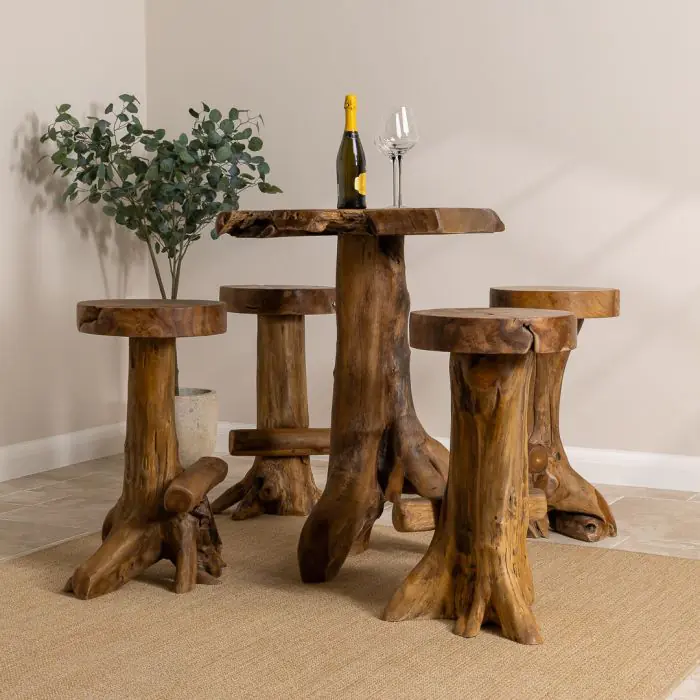 Reclaimed Teak Root Bar Set - 2