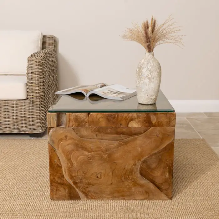 Reclaimed Teak Root Block Square Coffee/End Table - 2 Sizes - 3