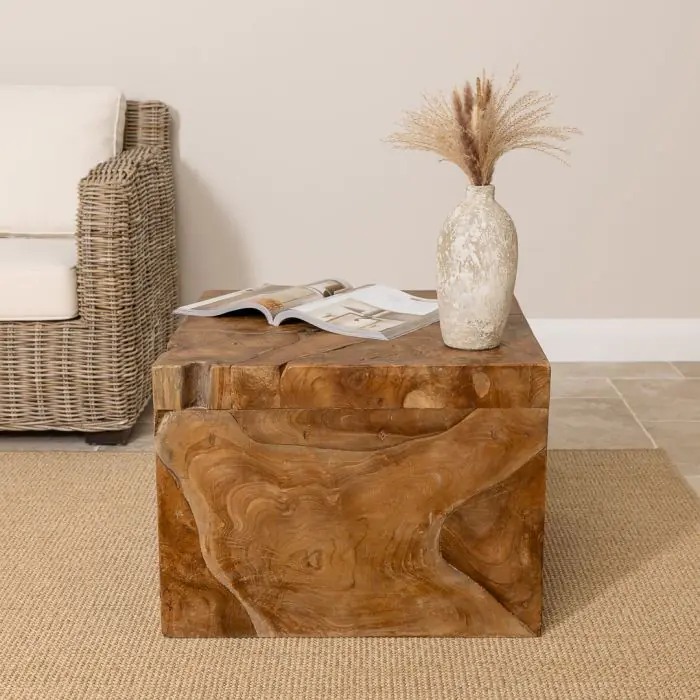 Reclaimed Teak Root Block Square Coffee/End Table - 2 Sizes - 6