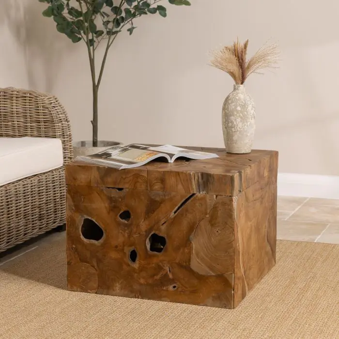 Reclaimed Teak Root Block Square Coffee/End Table - 2 Sizes - 8