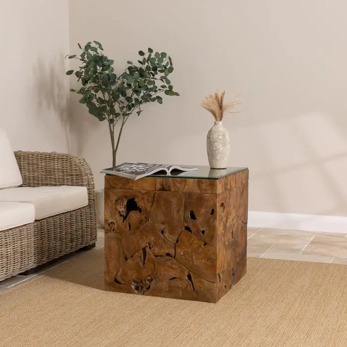 Reclaimed Teak Root Block Square Coffee/End Table - 2 Sizes - 14