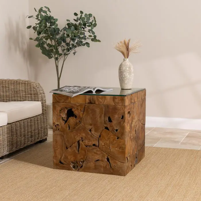 Reclaimed Teak Root Block Square Coffee/End Table - 2 Sizes - 13