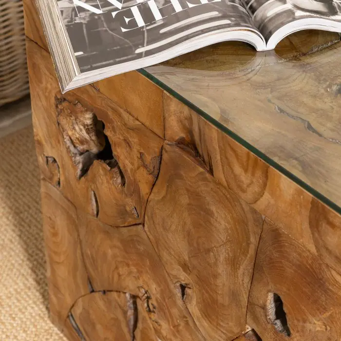 Reclaimed Teak Root Block Square Coffee/End Table - 2 Sizes - 16