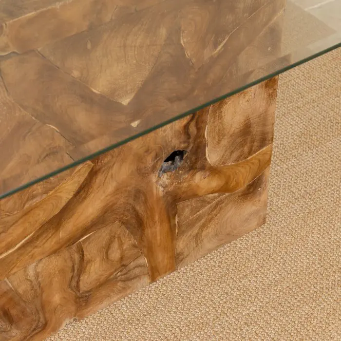 1.8m x 1.2m Reclaimed Teak Root Block Rectangular Dining Table - 1
