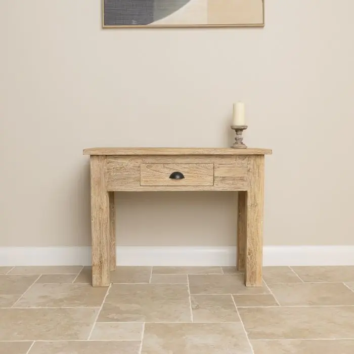 Reclaimed Teak Occasional/Hall Table with Drawer - 6
