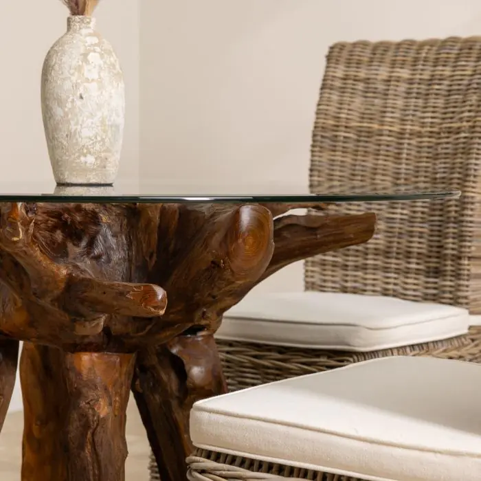 1.2m Reclaimed Teak Root Circular Dining Table - 9