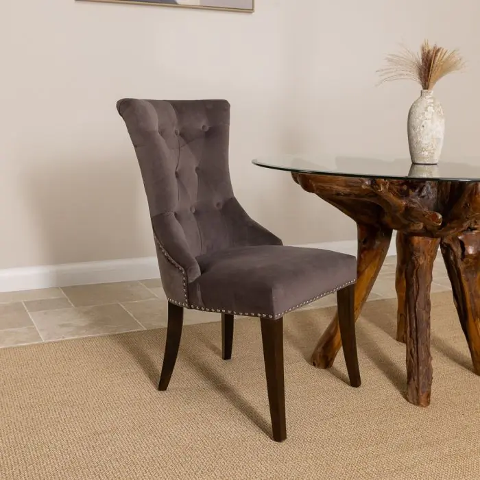 1.2m Reclaimed Teak Root Circular Dining Table with 4 Windsor Ring Back Dining Chairs - 9