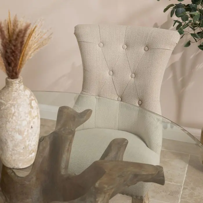 1.2m Reclaimed Teak Root Circular Dining Table with 4 Windsor Ring Back Dining Chairs - 6