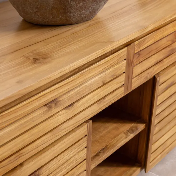 Diva Teak Large Washstand with Cupboards, Drawer and Shelves - 140cm X 80cm - 7