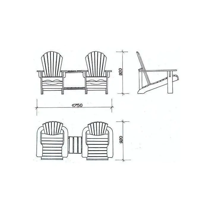 Swedish Redwood Double Adirondack Chair - 4