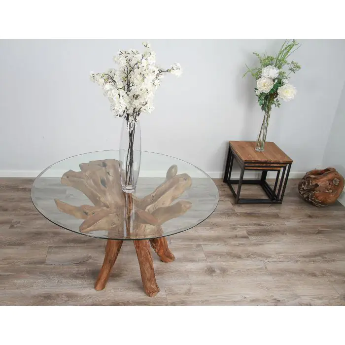 1.2m Reclaimed Teak Root Circular Dining Table - 4
