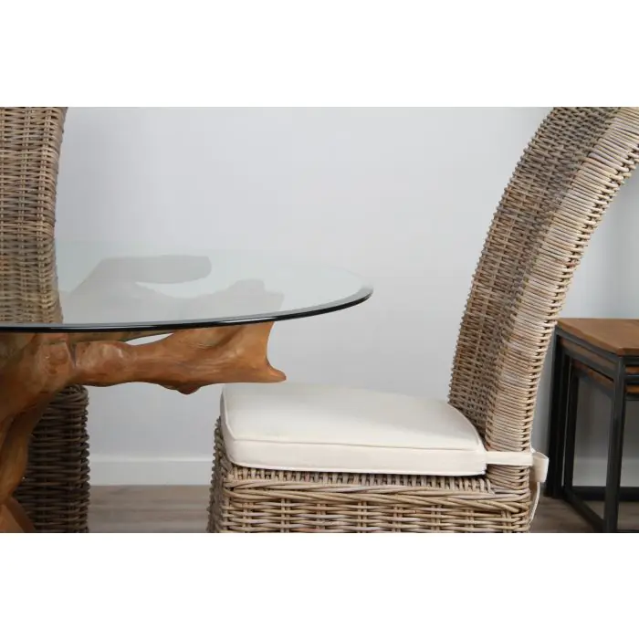 1.5m x 1.2m Reclaimed Teak Root Oval Dining Table with 4 Latifa Chairs - 5