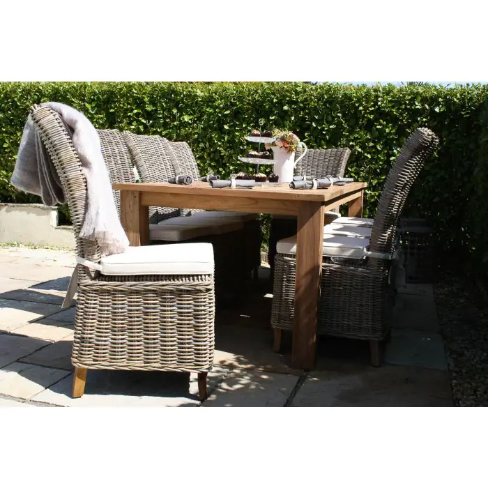 2m Reclaimed Teak Outdoor Open Slatted Table with 8 Latifa Chairs  - 4