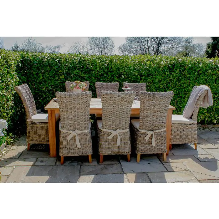 2m Reclaimed Teak Outdoor Open Slatted Table with 8 Latifa Chairs  - 6