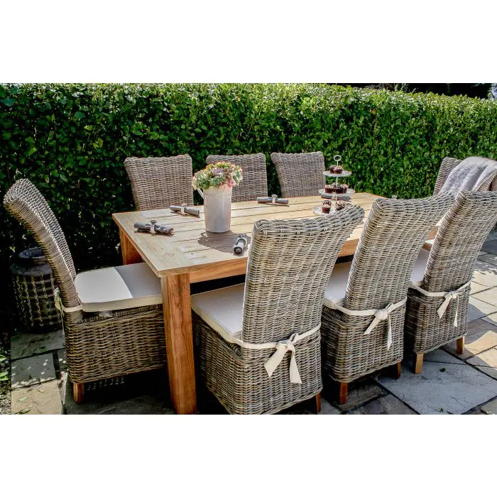 2m Reclaimed Teak Outdoor Open Slatted Table with 8 Latifa Chairs  - 8