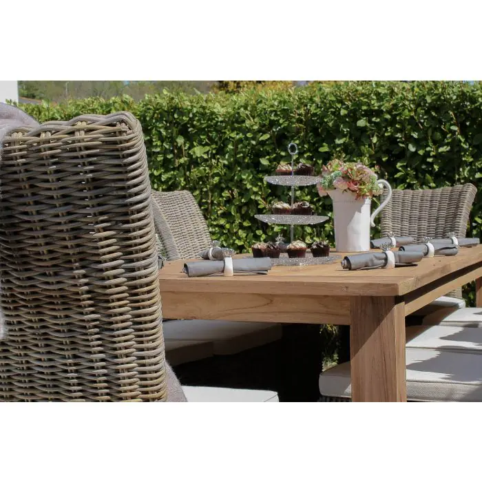 2m Reclaimed Teak Outdoor Open Slatted Table with 8 Latifa Chairs  - 9