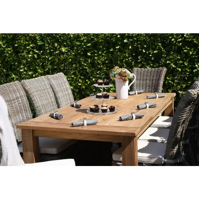 2m Reclaimed Teak Outdoor Open Slatted Table with 8 Latifa Chairs  - 3