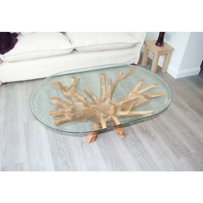 1.2m Reclaimed Teak Root Oval Coffee Table - 2