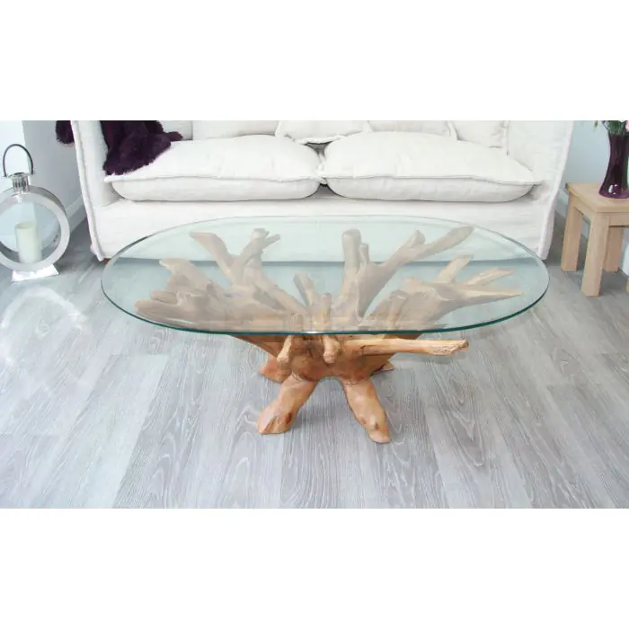 1.2m Reclaimed Teak Root Oval Coffee Table - 4