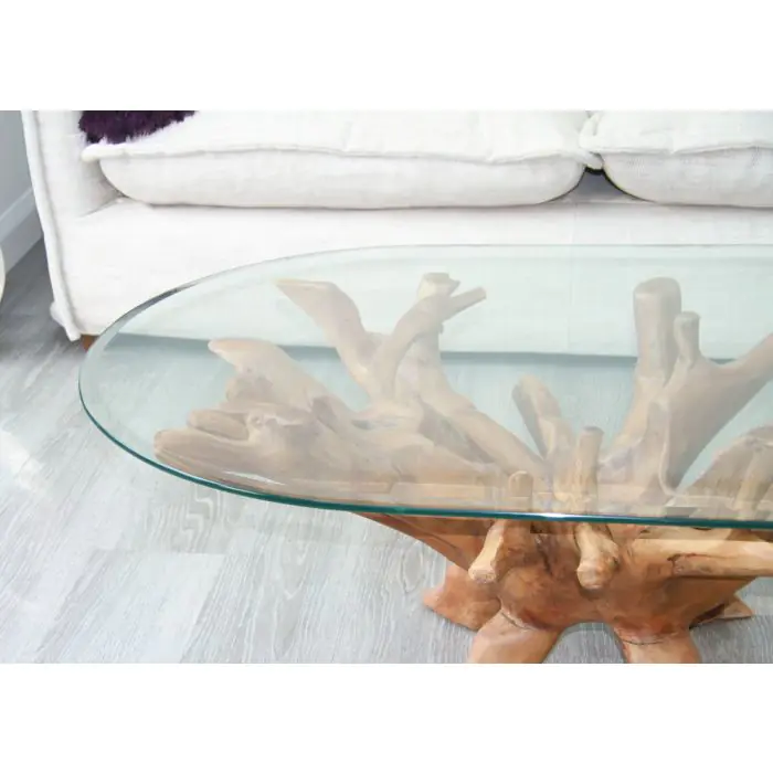 1.2m Reclaimed Teak Root Oval Coffee Table - 7