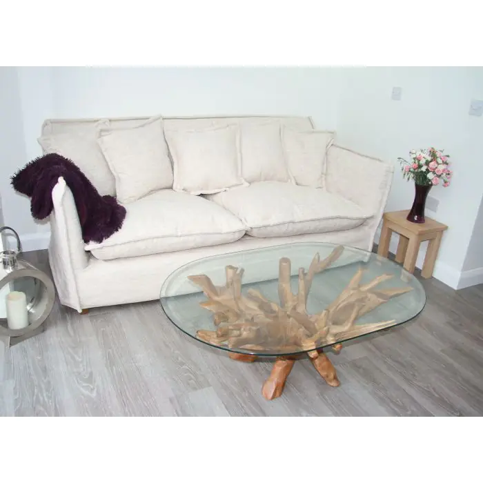 1.2m Reclaimed Teak Root Oval Coffee Table - 6