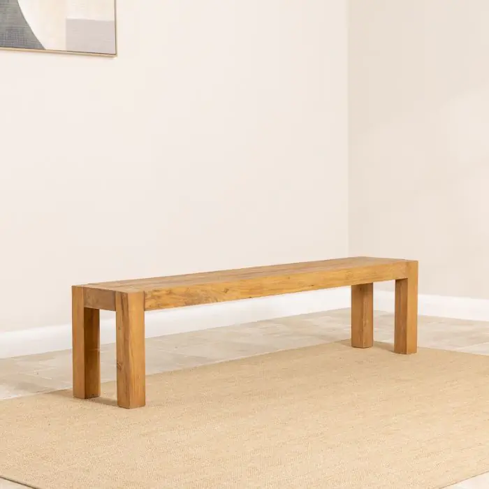 1.8m Reclaimed Elm Chunky Style Backless Bench - 4