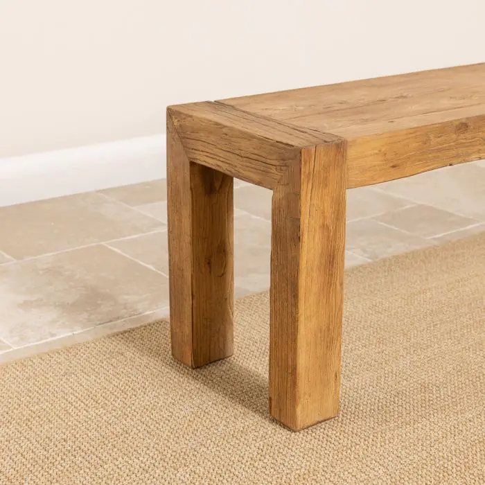 1.8m Reclaimed Elm Chunky Style Backless Bench - 2