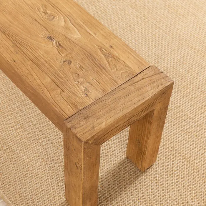 1.8m Reclaimed Elm Chunky Style Backless Bench - 3