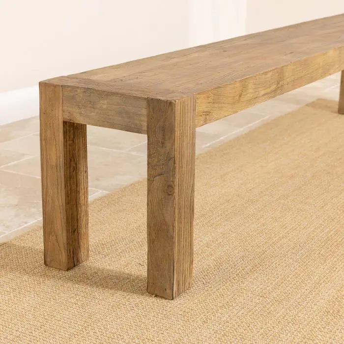 213cm Reclaimed Elm Chunky Style Backless Bench - 3