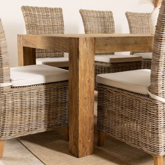 2.4m Reclaimed Elm Chunky Style Dining Table With 6 or 8 Latifa Dining Chairs - 4