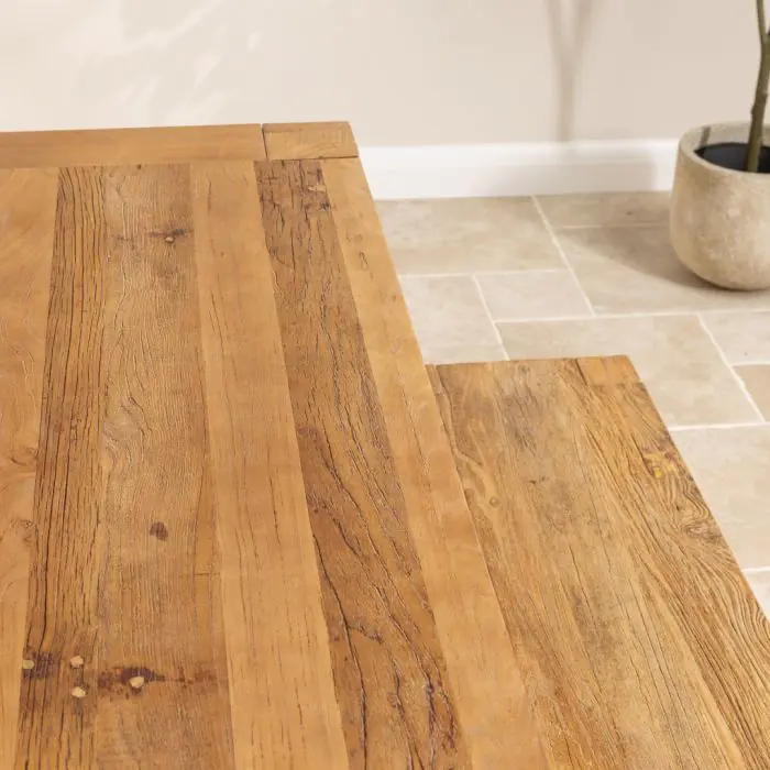 2m Reclaimed Elm Chunky Style Dining Table with 2 Backless Benches - 4