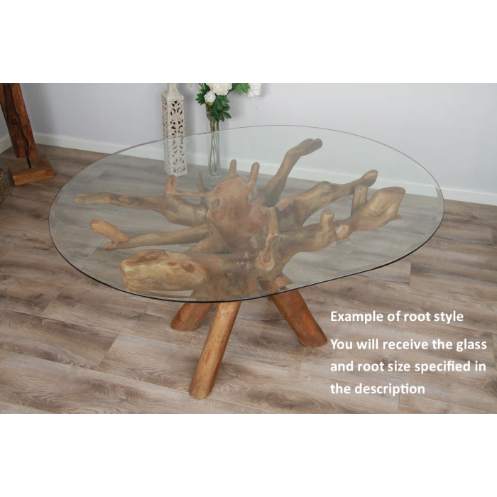 2.2m x 1.2m Reclaimed Teak Root Oval Dining Table  - 1