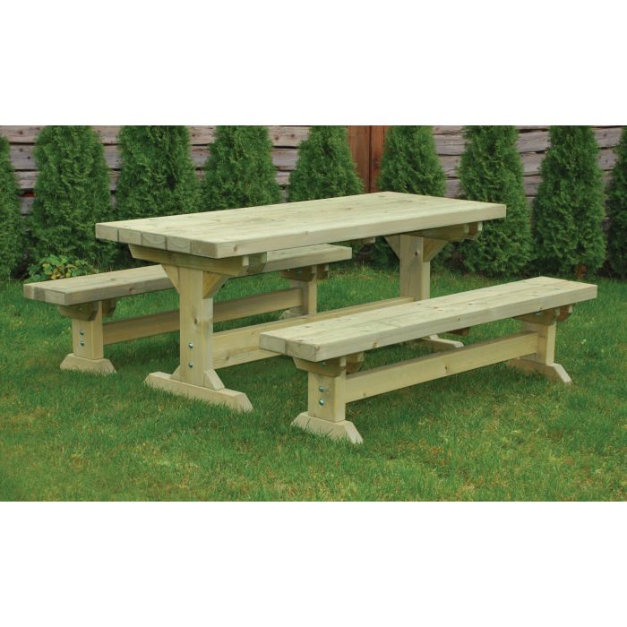 Farmhouse Garden Dining Table and Bench Set Sustainable Furniture