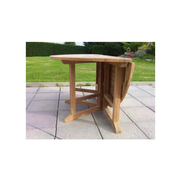 1.4m Teak Circular Gateleg Table with 6 Kiffa Folding Chairs  - 2