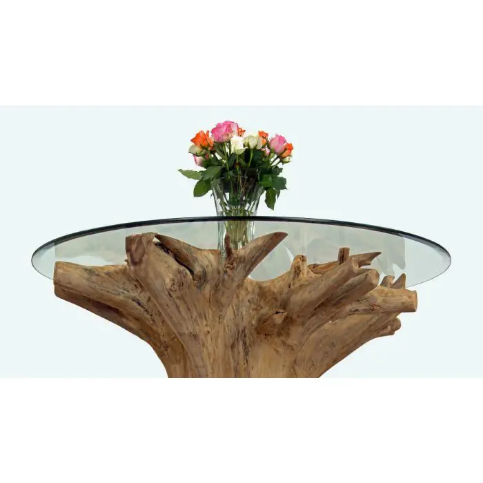 1.2m Reclaimed Teak Root Flute Circular Dining Table - 7