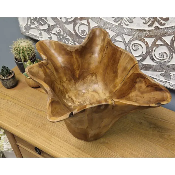 Reclaimed Teak Root Fluted Vase - 2