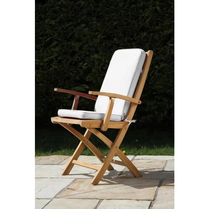 50cm Teak Circular Folding Table with 2 Classic Folding Chairs - 8