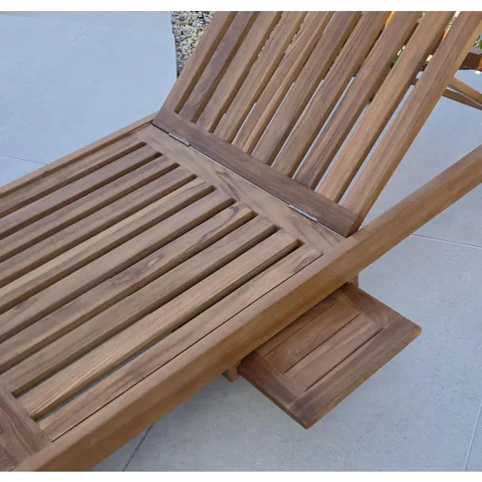 Single Havana Teak Sun Lounger  - 3