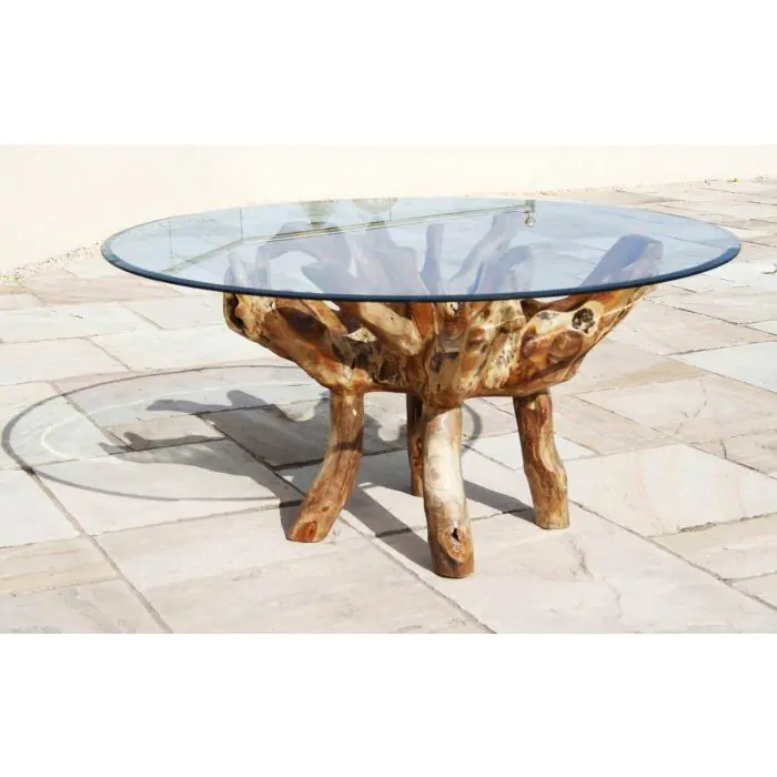 1.5m Reclaimed Teak Root Garden Dining Table with 4 Latifa Dining Chairs - 8