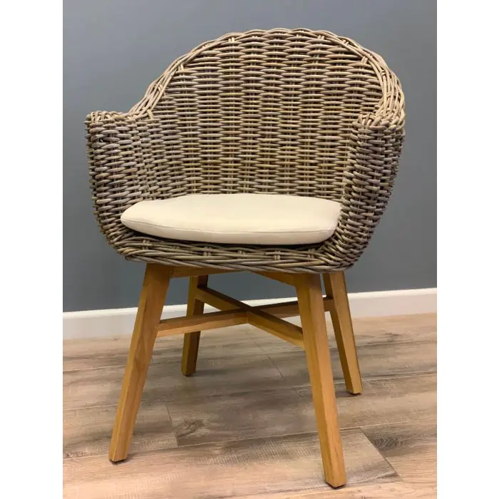 1.5m Reclaimed Teak Outdoor Open Slatted Dartmouth Table with 6 Scandi Armchairs - 12