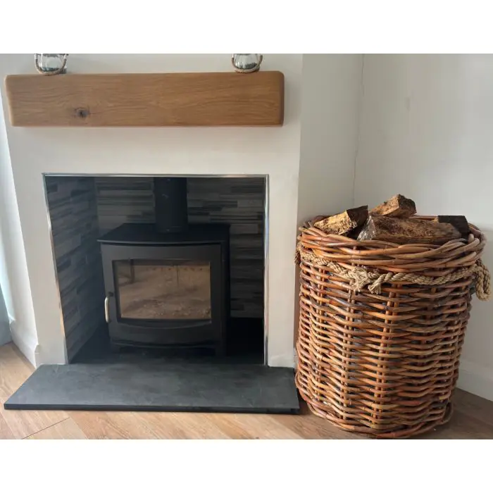 Large Natural Wicker Circular Log Basket with Rope Handles - 1