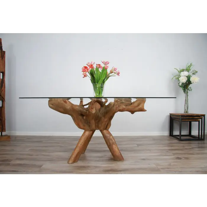 1.5m x 1.2m Reclaimed Teak Root Rectangular Dining Table - 2