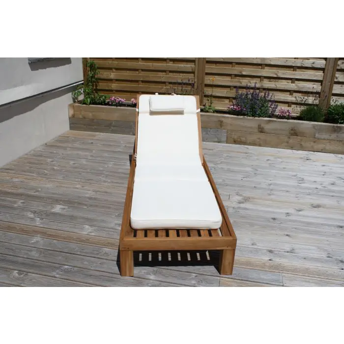 Single Havana Teak Sun Lounger  - 3